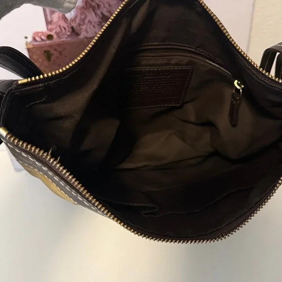 Coach Patchwork Shoulder Bag in Gold and Brown - Picture 7 of 8